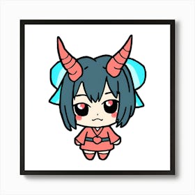 Kawaii Girl With Horns Art Print