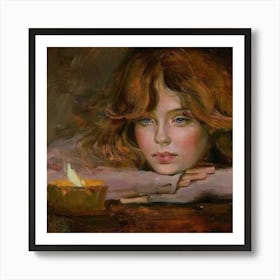 Girl With A Candle Poster