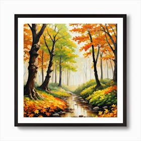 Forest In Autumn In Minimalist Style Square Composition 228 Art Print