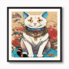 Chinese Cat Art Print