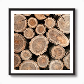 Log Tree Rings Square Art Print