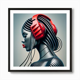 Woman With Headphones 58 Art Print
