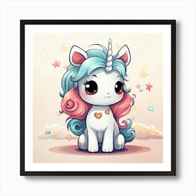 Unicorn With Rainbow Mane 51 Art Print