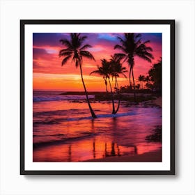 Sunset In Hawaii Art Print