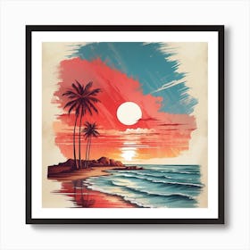 Sunset On The Beach Art Print