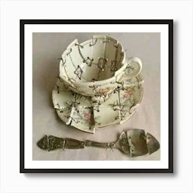 Wired Teacup And Saucer Art Print