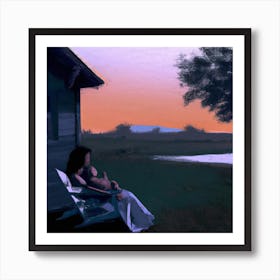 Sunset At The Cabin Art Print