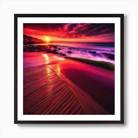 Sunset On The Beach 212 Art Print