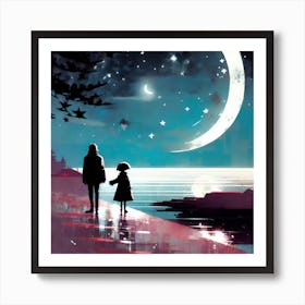 Moonlight lovers Art Print