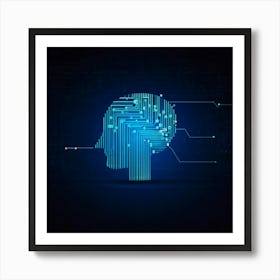 Abstract Head Silhouette Representing Cyber Security Geometric Shapes Interlocking To Form A Wallpa (4) Art Print