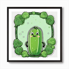 Cute Cucumber Sticker Art Print