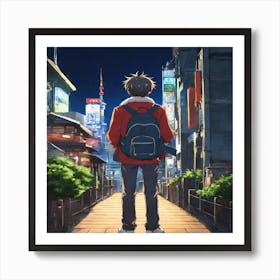 Anime Character In The City Art Print