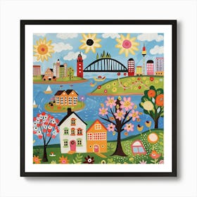 Kids Travel Illustration Sydney 4 Art Print