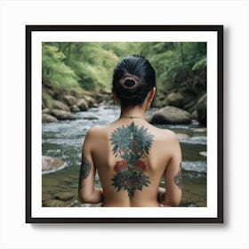 Asian Woman With Tattoo Poster