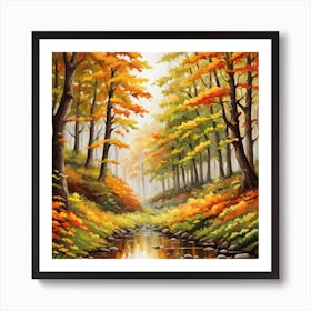 Forest In Autumn In Minimalist Style Square Composition 303 Art Print