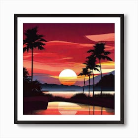 Sunset At The Beach 154 Art Print