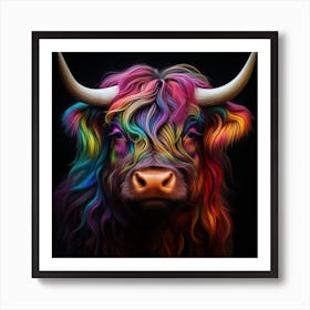 Colourful Rainbow Highland Cow 2 Art Print