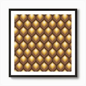 Brown Retro Pattern 02 Art Print