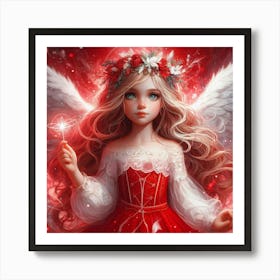 Angel In Red Dress Art Print