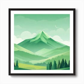 Misty mountains background in green tone 174 Art Print