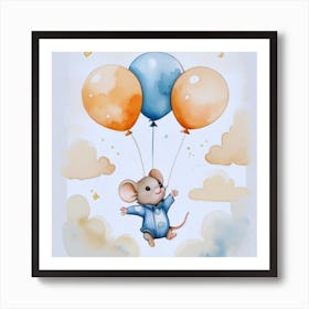 Mouse Flying In The Sky Art Print