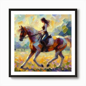 Girl Riding A Horse Art Print