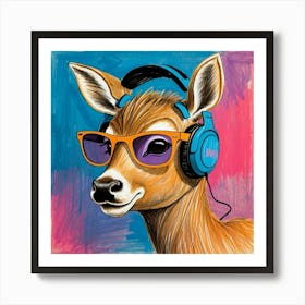 Deer With Headphones 9 Art Print