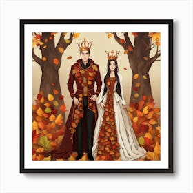 Autumn Wedding Couple Art Print