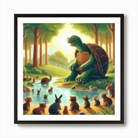 Turtle In The Woods Art Print