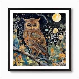 Owl In The Night 1 Art Print