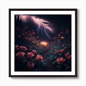 Lightning In The Garden Art Print