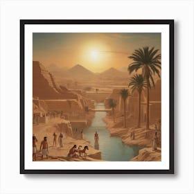 Ancient Egyptian Landscape With Men 1 Art Print