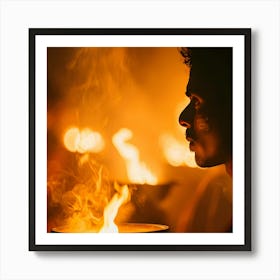 Man With Flames Art Print