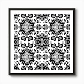 Black And White Floral Pattern 2 Póster