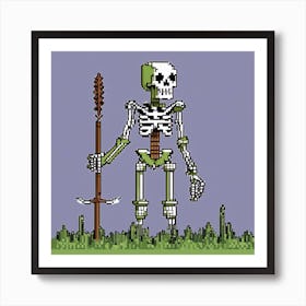 Pixel Skeleton Art Print