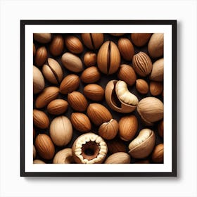 Almonds On A Black Background 17 Art Print