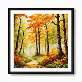 Forest In Autumn In Minimalist Style Square Composition 134 Art Print