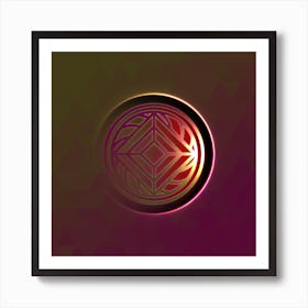 Geometric Neon Glyph on Jewel Tone Triangle Pattern 095 Art Print