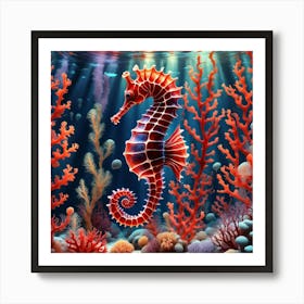 Seahorse Underwater Art Print