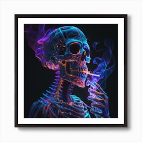 Skeleton Smoking A Cigarette 1 Art Print