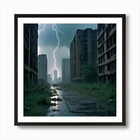 Lightning In The City Art Print