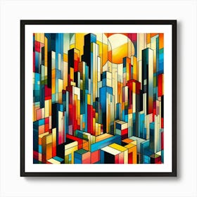 Bold Colors And Geometric Shapes Inspired By A Metropolis (4) Art Print