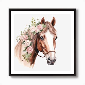 Horse With Flowers 3 Art Print