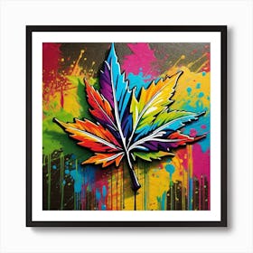 Colorful Marijuana Leaf 7 Art Print