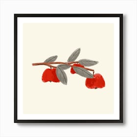 Red Apples On A Branch Art Print