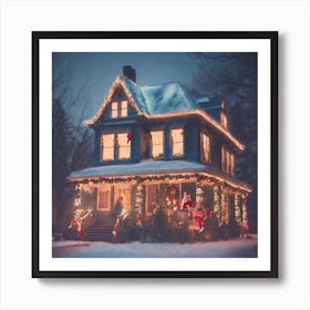 Christmas House Stock Videos & Royalty-Free Footage 2 Art Print