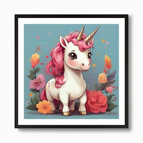 Cute Unicorn paint art Poster