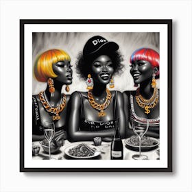 Three Women At A Table Art Print