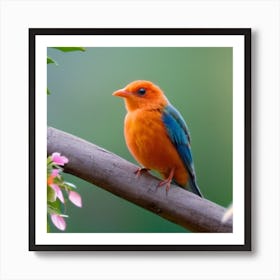 Bird Perched On A Branch Art Print