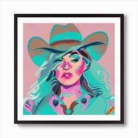 Woman In A Cowboy Hat Art Print